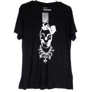 New Gloria Jewel Sauce Women's Large Black Bow Skull Tee Modal Soft Casual $70